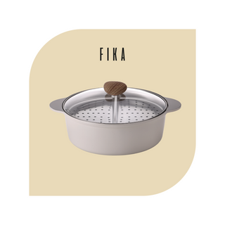 Neoflam FIKA 30cm Divided Casserole with Steamer Rack & Glass Lid