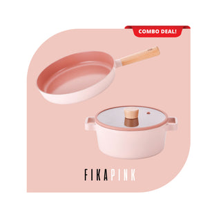 Neoflam FIKA Pink 24cm Frypan + FIKA Pink 22cm Casserole Set