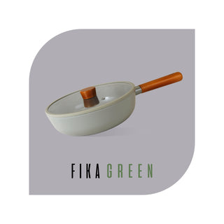 Neoflam FIKA Green 26cm Wok with Glass Lid