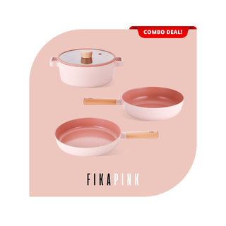 Neoflam FIKA Pink Signature Wok with Lid Set