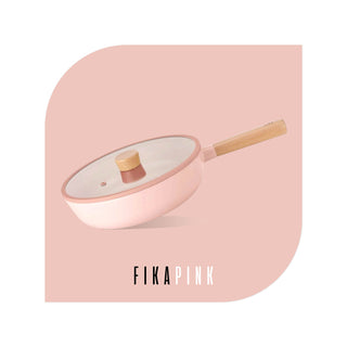 Neoflam FIKA Pink 26cm Wok + Glass Lid