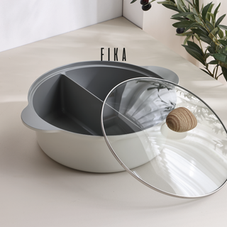 Neoflam FIKA 30cm Divided Casserole with Steamer Rack & Glass Lid