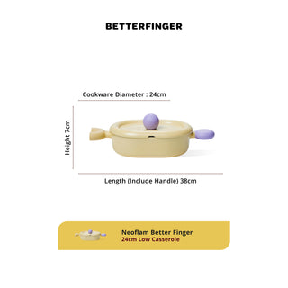 Neoflam Better Finger 24cm Low Casserole with Casting Lid