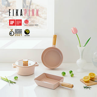 Neoflam FIKA Pink 26cm Wok + Glass Lid