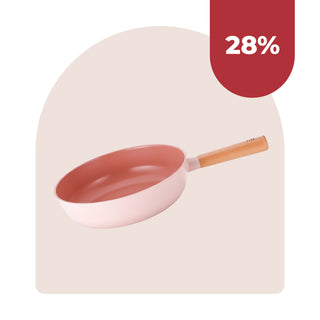 Neoflam FIKA Pink 26cm Wok + Glass Lid